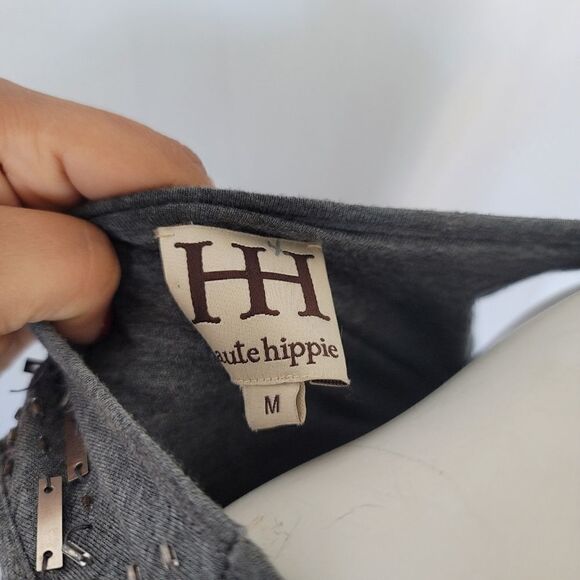 Haute Hippie Grey Embellished Beaded Cocktail Party Dress Size M - Picture 8 of 10